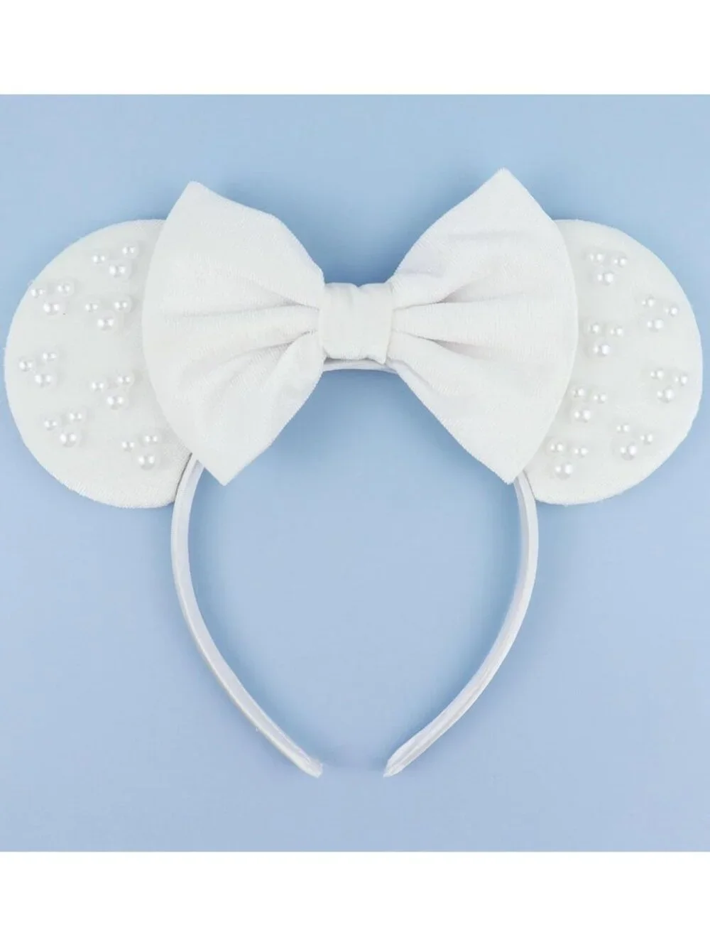 Women White Polyester Velvet Mickey Mouse Halloween Costume Headband